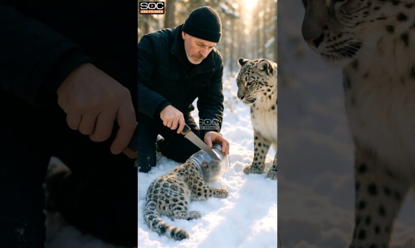 Mother Snow Leopard Saves Her Cubs with the Help of an Old Man #animals #rescue #snowleopard