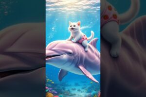 🐬 ❤️😺Pink Dolphin Saves the Little Kitten #catshorts #cat #catvideos #catlovers