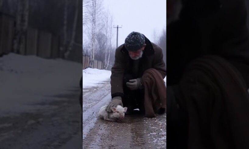 Poor Piglet was rescued from an icy road #helping #animals #rescue