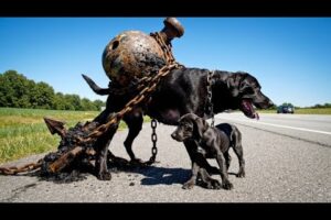 Rescue animal: Rescue of mother dog trapped by heavy metal anchor