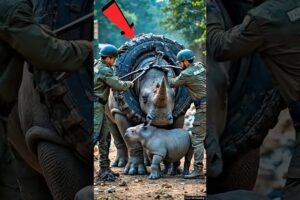 Rhino Stuck in Truck Tyre 💥| Wildlife Animal rescue |#shorts #animalrescue #wildliferescue #rhino