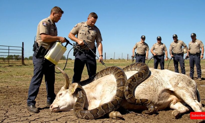 animal rescue : rescue mother cow from giant python attack