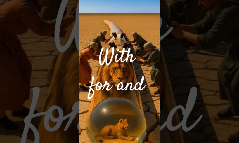 rescue lion from giant glass log #animals #viral  #shorts