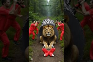 rescue the lion baby from giant log #funny #animalart #animalrescue #animals #aiart