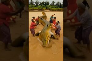 rescue the small baby fish from giant log #funny #animals #aiart