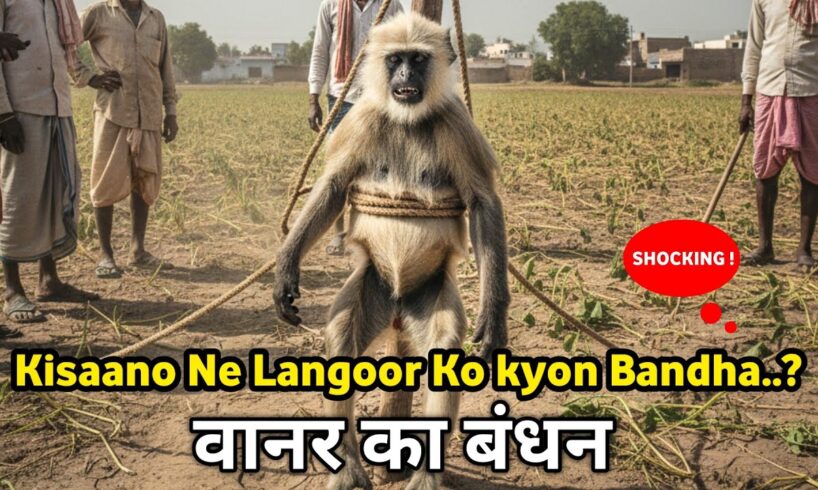 वानर का बंधन ! Kisaano Ne Langoor Ko kyon Bandha..? Bechara Langoor 😢