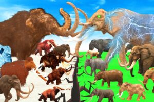 10 Woolly Mammoth Mastodon vs 10 MammothZilla Elephant ARBS Prehistoric Animals ARK Epic Battle