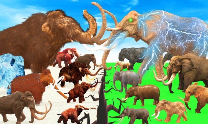 10 Woolly Mammoth Mastodon vs 10 MammothZilla Elephant ARBS Prehistoric Animals ARK Epic Battle