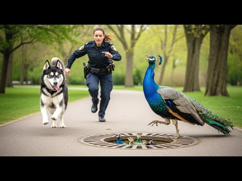 A Dog Begs the Police for Help to Rescue Peacock Chicks Stuck Inside the Drain | Animals Rescue