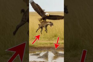 A mother eagle rescues her chick from a hyena attack!#animals #wildlife #dog