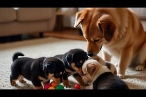 Adorable Dog Playing with Her Puppies – Cutest Moments Ever! 🐶❤️#animals #dog #dogplaying