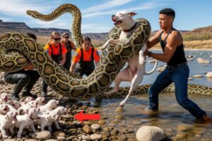 Animal Rescue : Rescue Team Save a Stray White Dog and Puppies From Snake!