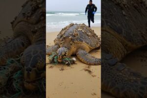 "Back to the Waves: Turtle Finds Freedom Again" #animals #rescue #shorts