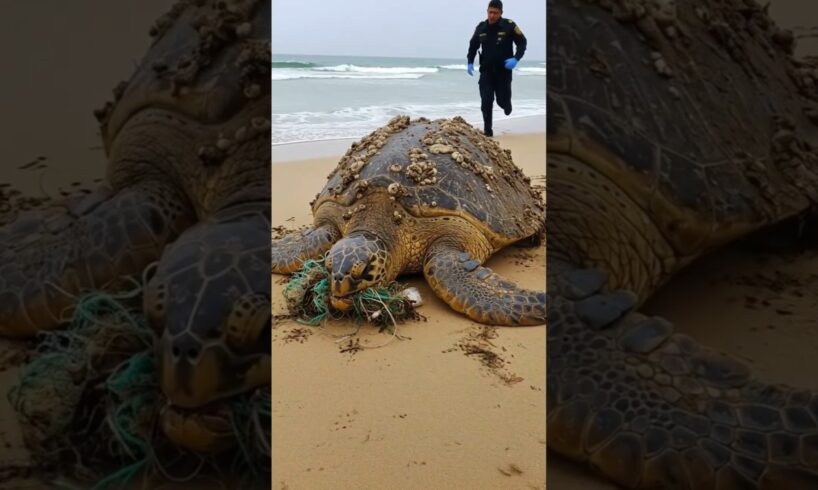 "Back to the Waves: Turtle Finds Freedom Again" #animals #rescue #shorts