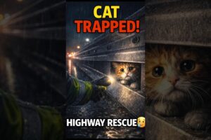 Cat Trapped on Highway Barrier 😢 | Emotional Rescue Video | Must Watch #straypets #rescuetales