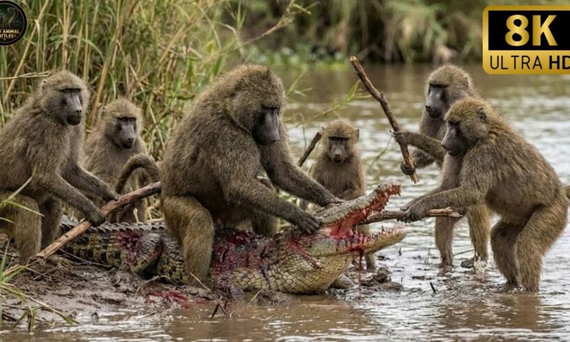 Crocodile vs Baboon: The Day the River King Was Humbled | Animal Fights