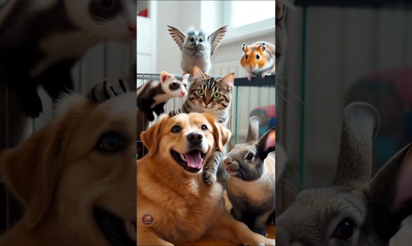 Cute animals playing like one big family﻿ 🐶🐱 So wholesome!