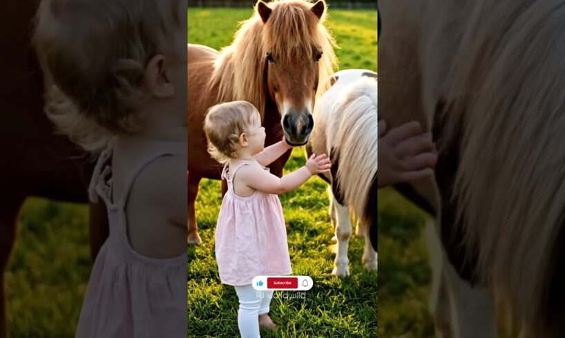 Cute baby play horse 🐎 #cutebaby #rj_079 #rjworldwild #birdslovers #animals #play #horse #babygirl