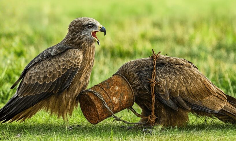 Emotional Rescue Moment as Rangers Save a Baby Hawk’s Mother Stuck in a Metal Bucket 🆘🦅