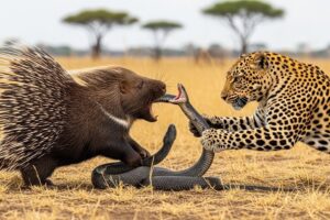 From Prey to Legend – Fearless Porcupine Faces Leopard and Cobra | Animal Fights