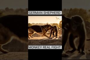 German Shepherd vs Monkey Real Fight on Village Terrace | Realistic Animal Fight Scene 🐕🐒🔥 #shorts