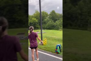 Girl Accidentally Succeeds in Getting Disc Inside Basket