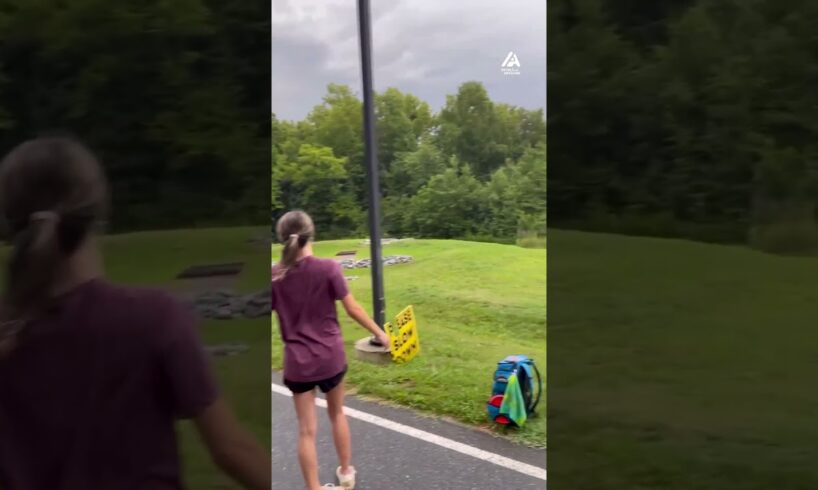 Girl Accidentally Succeeds in Getting Disc Inside Basket