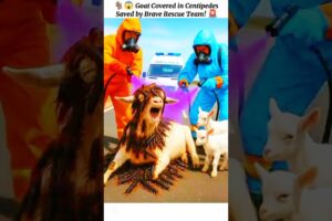 🐐😱 Goat Covered in Centipedes Saved by Brave Rescue Team#humanity#goat #animals