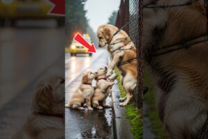Kind Woman Rescued Golden Retriever Trapped in Barbed Wire in the Rain #goldenretriever #rescue