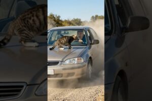 Kitten Jumps on a Car to Stop It—Then Saves a Trapped Puppy!