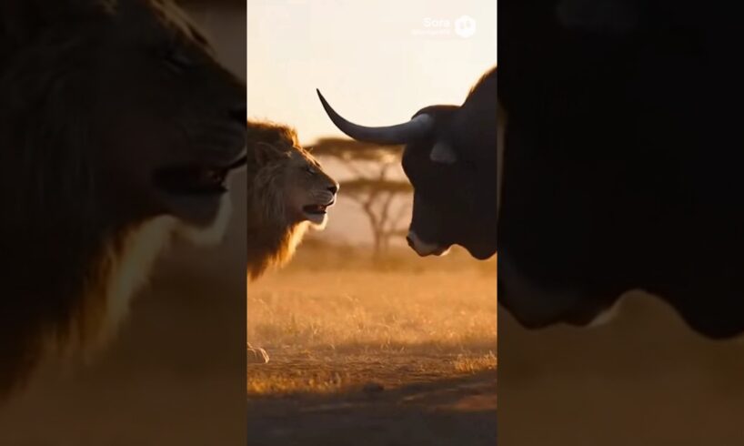 Legendary Lion 🦁 vs Ruthless Bull 🐂 wild Animal Fights #fighting #lion #lionheartv #animals #wild