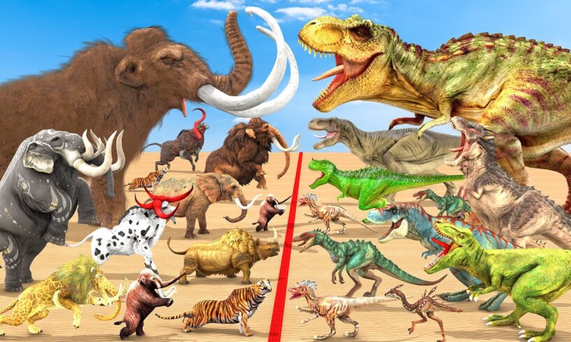 Mammoth Elephant Vs T-Rex Dinosaur Prehistoric Mammals VS Dinosaurs Animal Revolt Battle Simulator