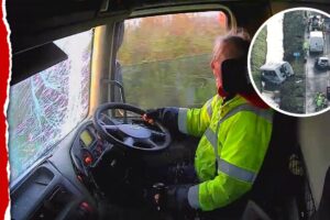 Moment Truck Driver Causes Horrific Accident Because Windshield was Fogged Up