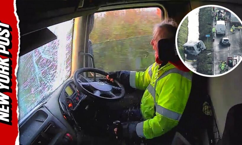 Moment Truck Driver Causes Horrific Accident Because Windshield was Fogged Up