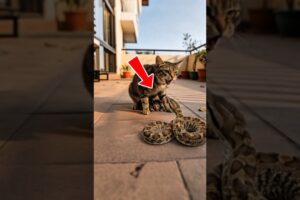 Mother Cat vs Giant Python, A Terrifying Fight to Save Her Kittens! 🐱🐍 #wildliferescue #cat #snake