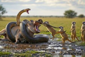 Nature Clash: Warthog and Meerkat Team Up Against Cobra | animal fights