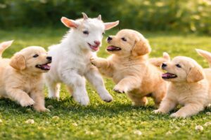 🐾🐶 Relaxing Dog Video – Cute Puppies Playing with Mother Dog on Green Grass