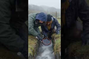 Rescuing a Small Animal Trapped in a Narrow Stream 🐾