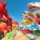 Sea Monsters Fights Lava Golem Team | Mutant Megalodon vs Giant Golem-Animal Revolt Battle Simulator