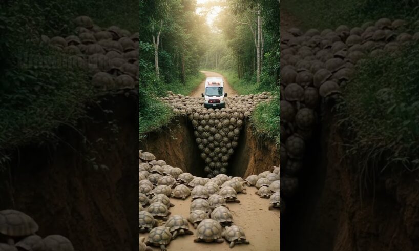 Tortoises Help Ambulance Get Through A Landslide! #animals #rescue #wildlife