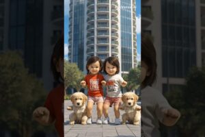 Twin Babies Dancing with Cute Puppies 🐶👶 | Adorable Baby Dance Shorts 2025 #shorts