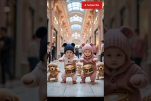 Twin Babies Dancing with Cute Puppies 🐶✨ | Cutest Drum Dance Ever!