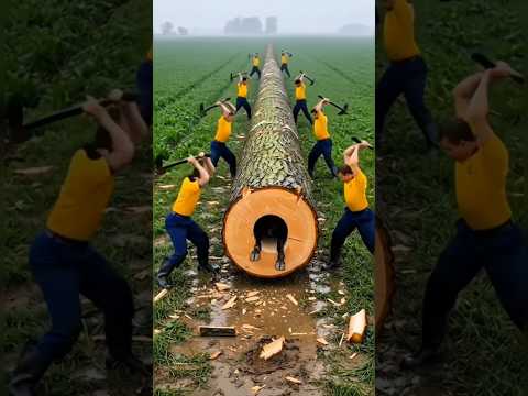 “Workers Shocked! Giant Log Ke Ander Zinda cow!”“cow Inside Tree Trunk!? Heart-Touching Rescue