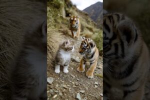 A Kitten and a Tiger Cub Form an Unlikely Friendship in the Mountains