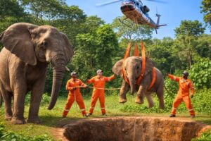 Animal Rescue Compilation | Baby Elephant Trapped in Jungle Pit – Incredible Helicopter Rescue