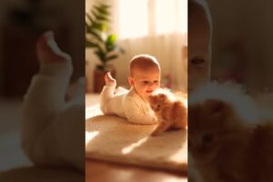 Baby Playing A Kitten like #baby #animals #subscribe  #jungle #viralshort #shorts