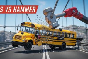 BeamNG.drive: Cars vs Giant Hammer on Bridge of Death! 🔨🚗 #Shorts