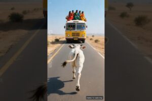 Calf saves bus from accident 😭 #ai #cow #rescue