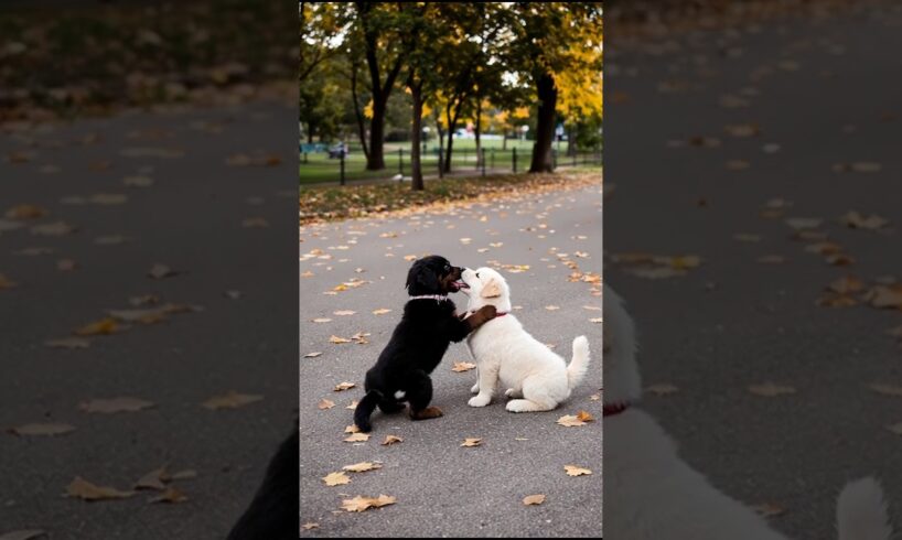 Cute Puppies Playing On The Road #puppy #dog #funny #viral #shorts