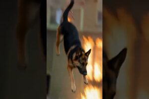 German Shepherd's Desperate Jump Saved by Brave Firefighter #herodog #rescue #dog